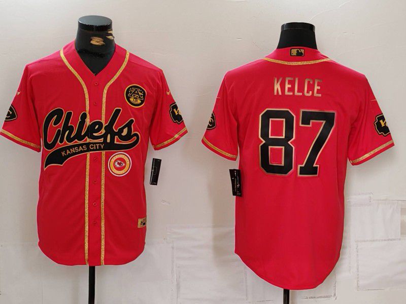 Men Kansas City Chiefs #87 Kelce Red Three generation joint name 2024 Nike Limited NFL Jersey style 3->baltimore orioles->MLB Jersey